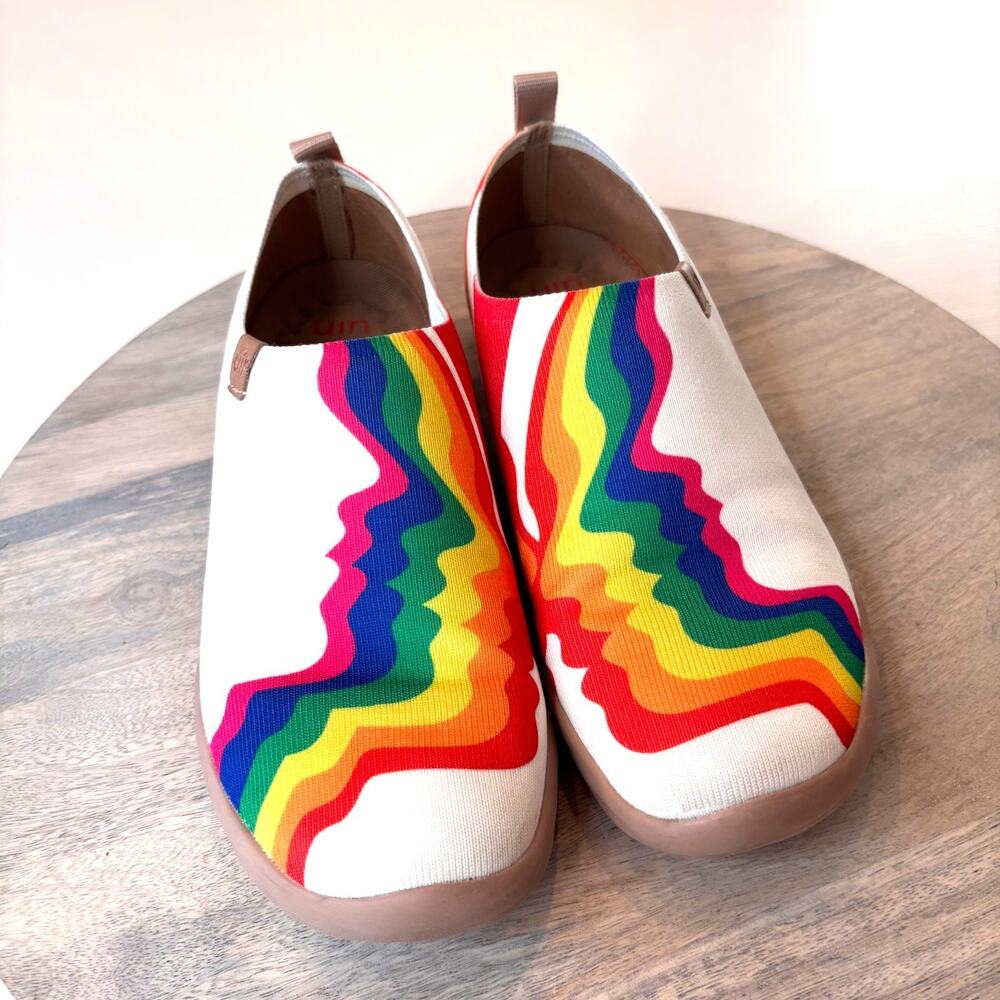 UIN Toledo Rainbow Art Slip On Shoes Women's Size 8.5 EU 40 Canvas Comfort - Picture 5 of 12